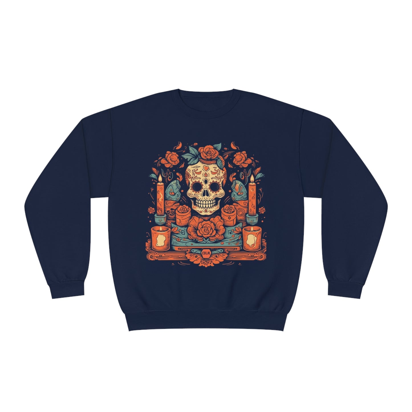 Day of the Dead Colorful Candle Skulls, Unisex Pullover Sweater by Casita De Los Muertos