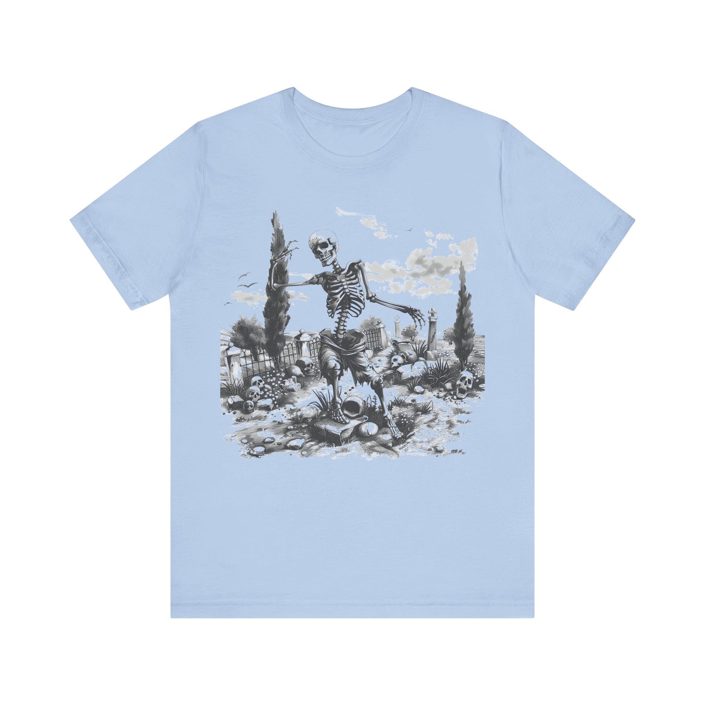 Dancing Skeleton Dia De Los Muertos Unisex Jersey Short Sleeve Tee by Casita De Los Muertos