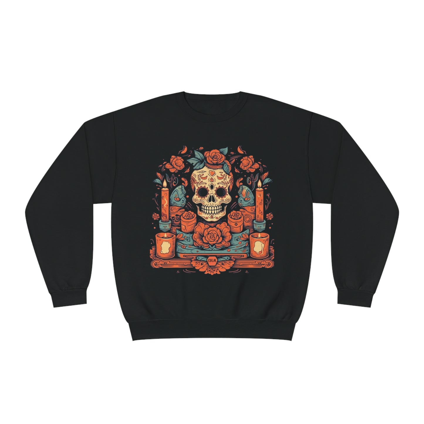 Day of the Dead Colorful Candle Skulls, Unisex Pullover Sweater by Casita De Los Muertos