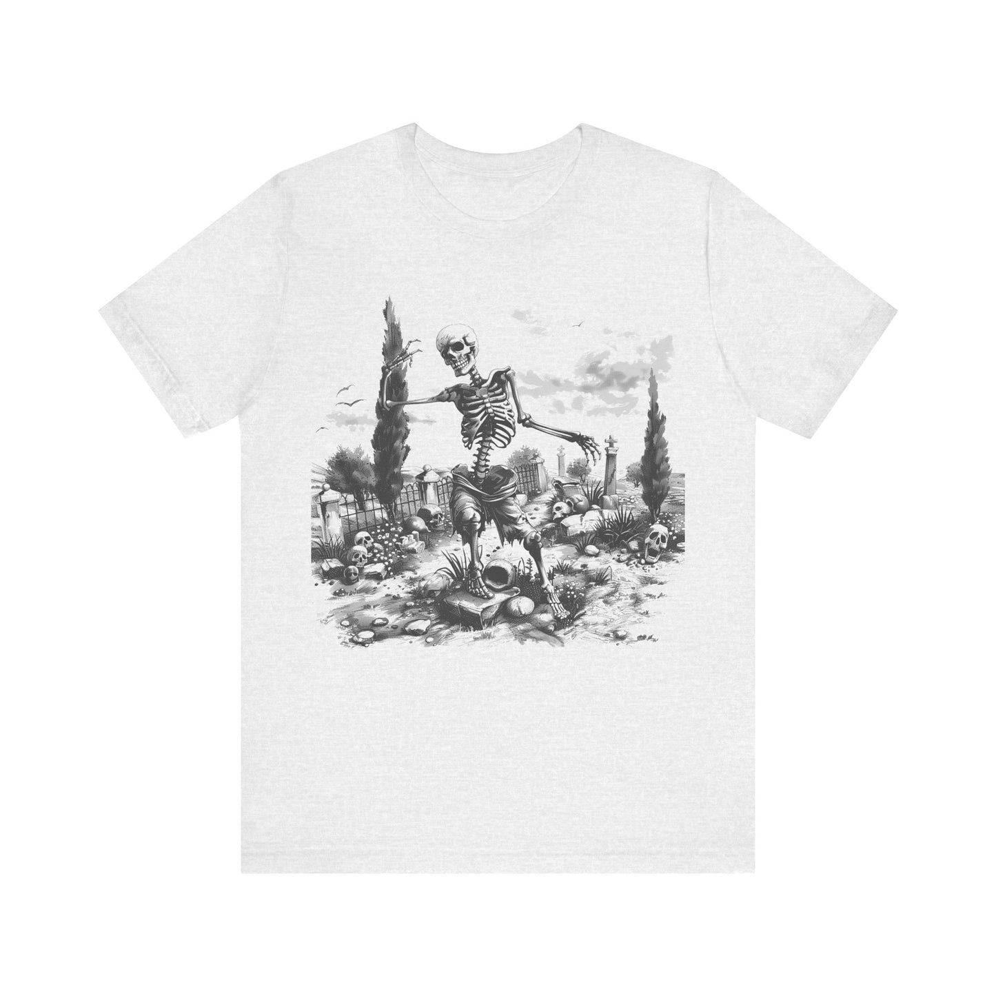 Dancing Skeleton Dia De Los Muertos Unisex Jersey Short Sleeve Tee by Casita De Los Muertos