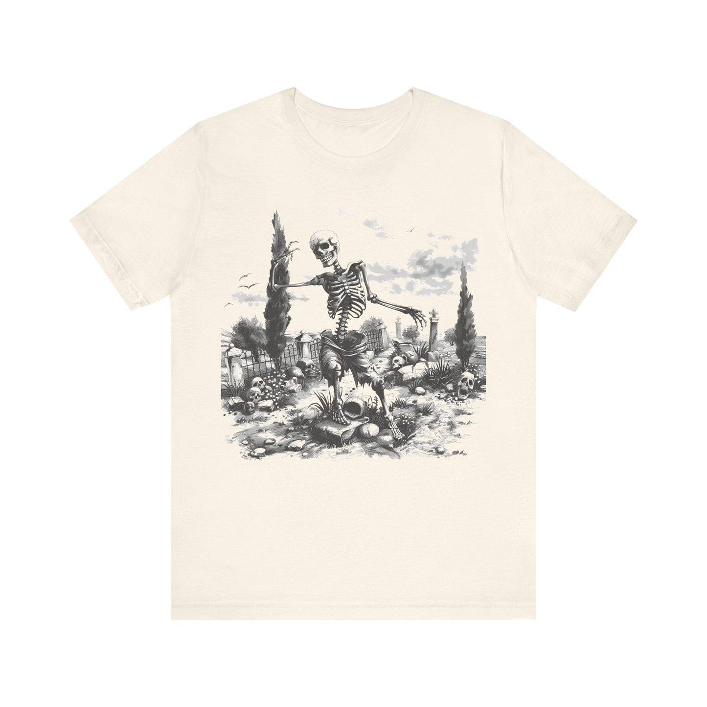 Dancing Skeleton Dia De Los Muertos Unisex Jersey Short Sleeve Tee by Casita De Los Muertos