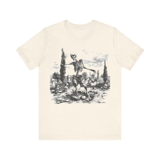 Dancing Skeleton Dia De Los Muertos Unisex Jersey Short Sleeve Tee by Casita De Los Muertos
