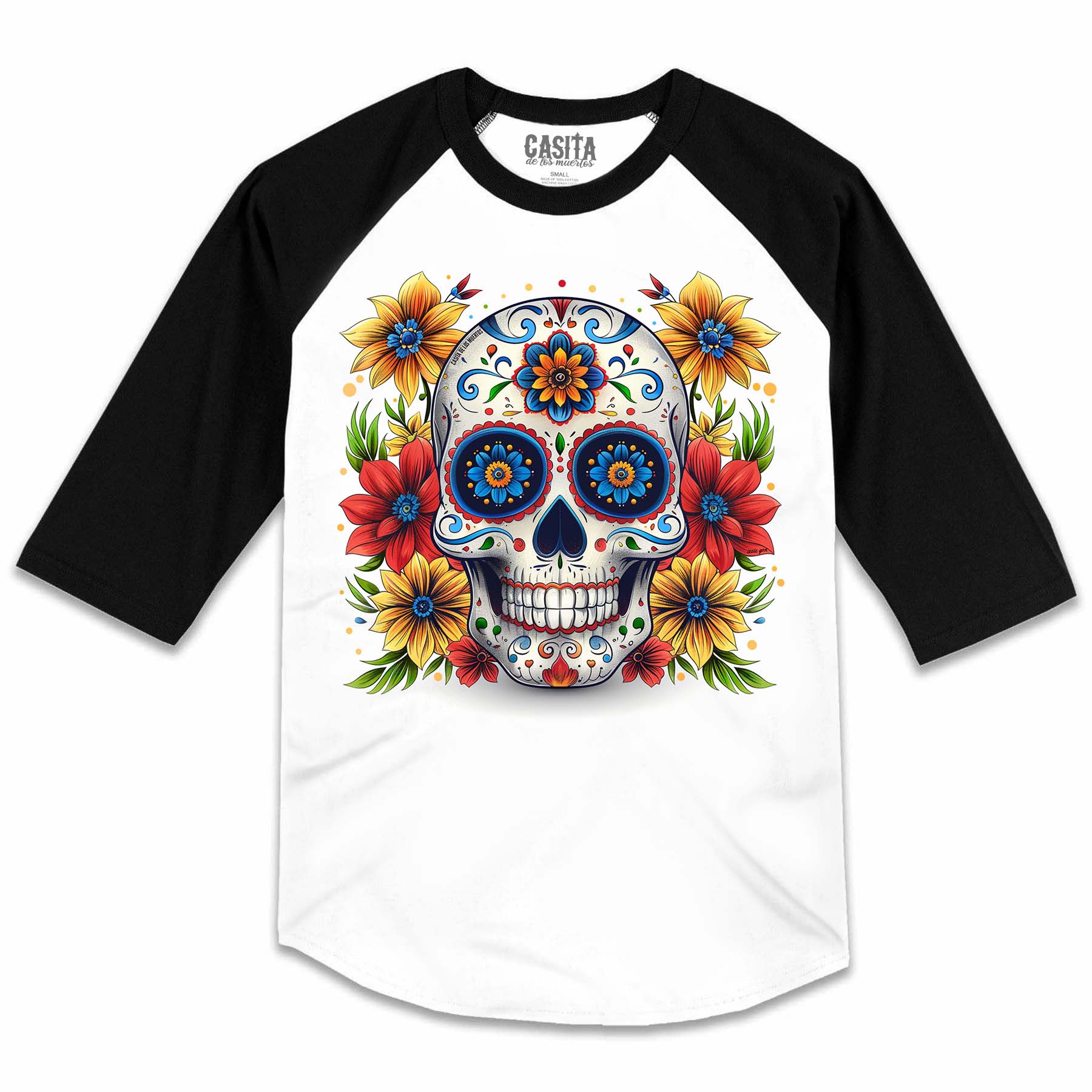 T-shirt Mercredi - Día De Los Muertos - Licence Officielle Série TV - Coupe Classique Et Manches Doubles