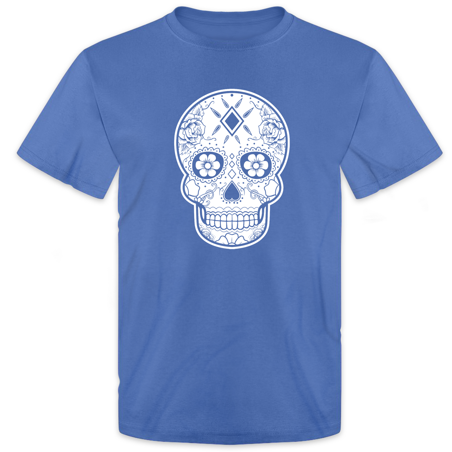 Classic Blue Sugar Skull T Shirt Official Dia De Los Muertos Shirt Royal Blue