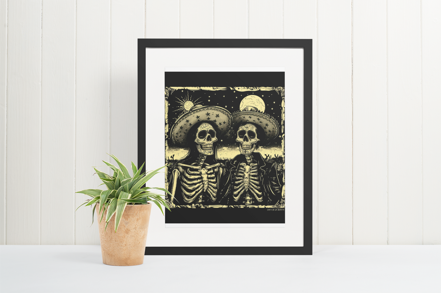Skeleton Couple Print Painting, Mexican Wall Art Calavera Love Print Decor, Muertos Inspired Print, Wall Decor