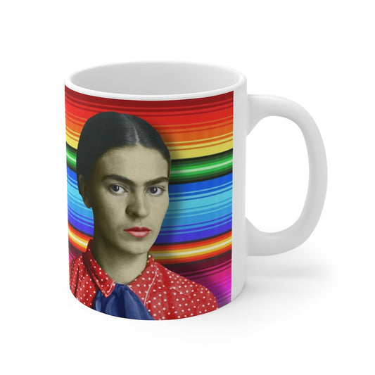 Frida Colorful Dia De Los Muertos Inspired Kahlo Words 11 oz White Frida Coffee Mug