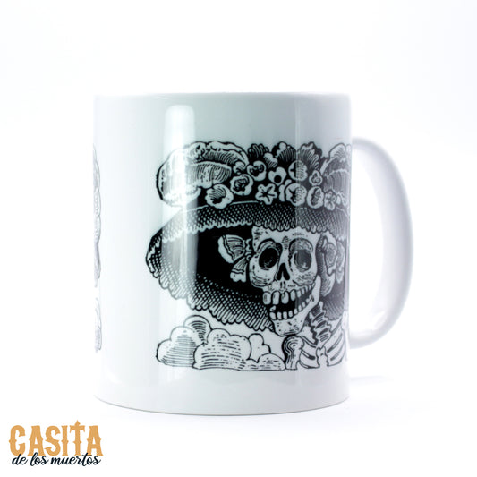 Dia De Los Muertos Catrina Mug Skeleton Lady 11 oz White Day of the Dead Coffee Mug