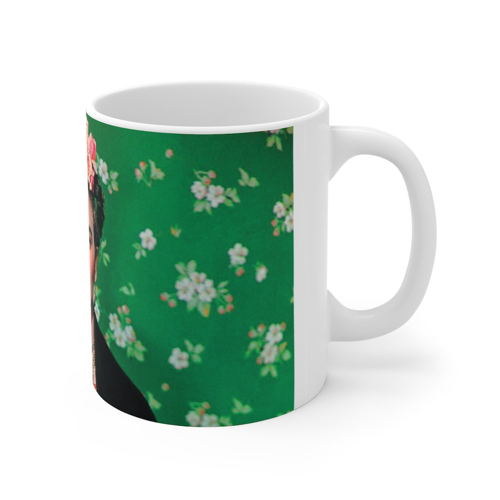 Frida Model Vogue Dia De Los Muertos Inspired Kahlo 11 oz White Frida Coffee Mug