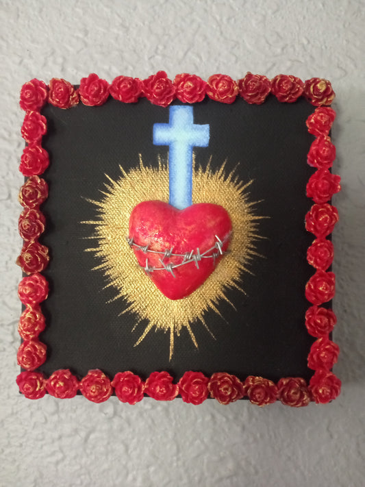 "El Corazón" Art Piece, Day of the Dead Inspired Handcrafted Painting