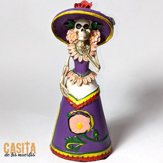 La Senorita Figurine, Dia De Los Muertos Figurine, Skeleton Lady Calavera Inspired Statue by Casita De Los Muertos