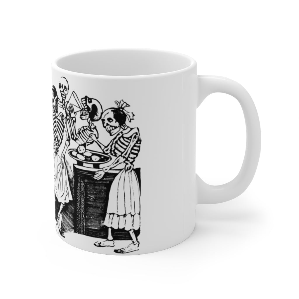 Dia De Los Muertos Mug Celebration 11 oz White Day of the Dead Coffee Mug