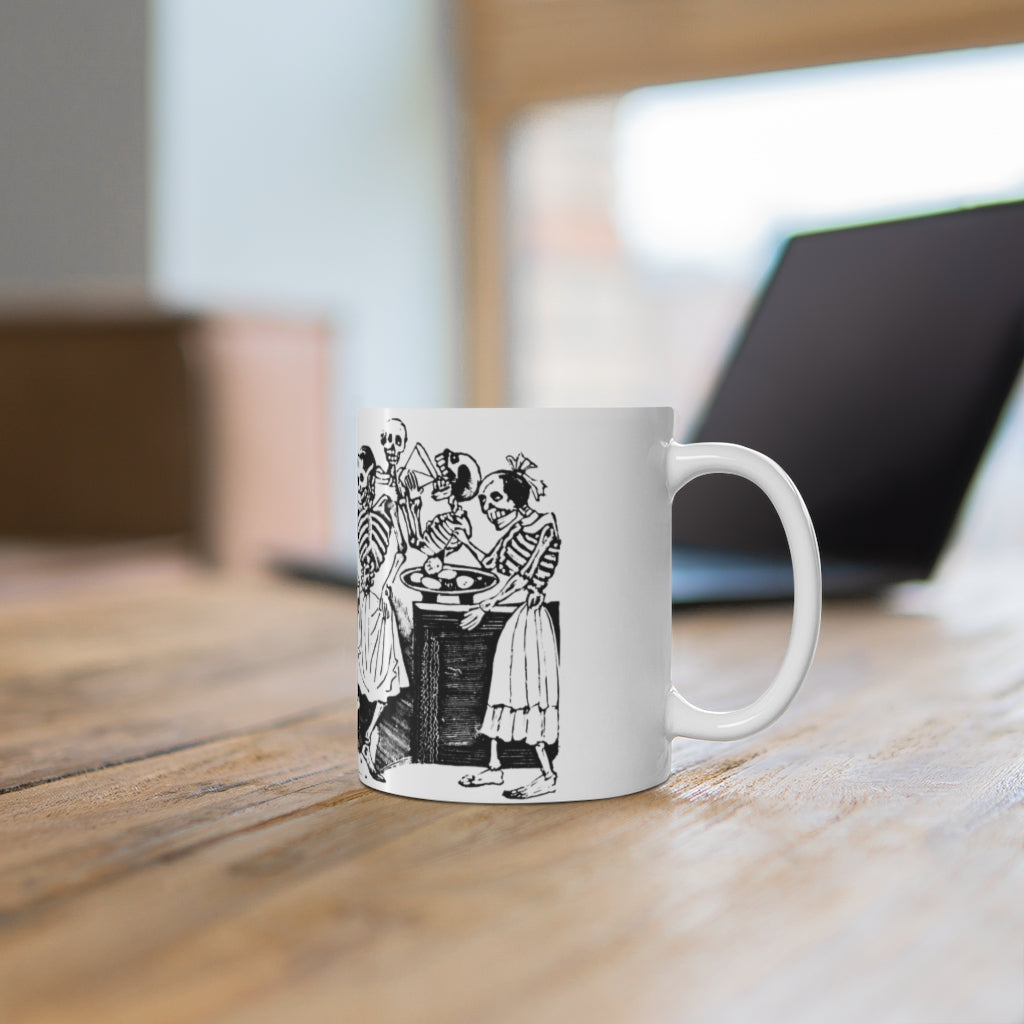 Dia De Los Muertos Mug Celebration 11 oz White Day of the Dead Coffee Mug