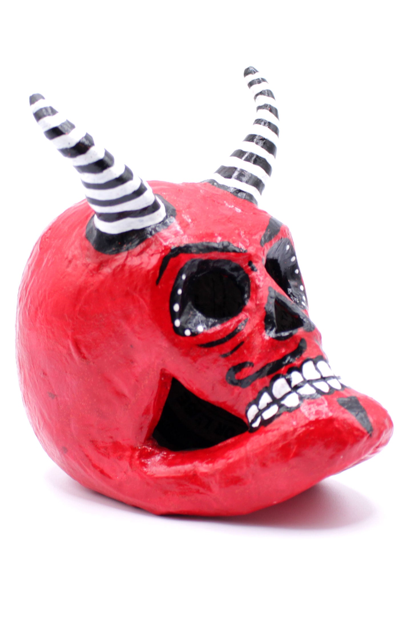 Diablito Judas Calavera Red Skull with Stripes by Casita De Los Muertos