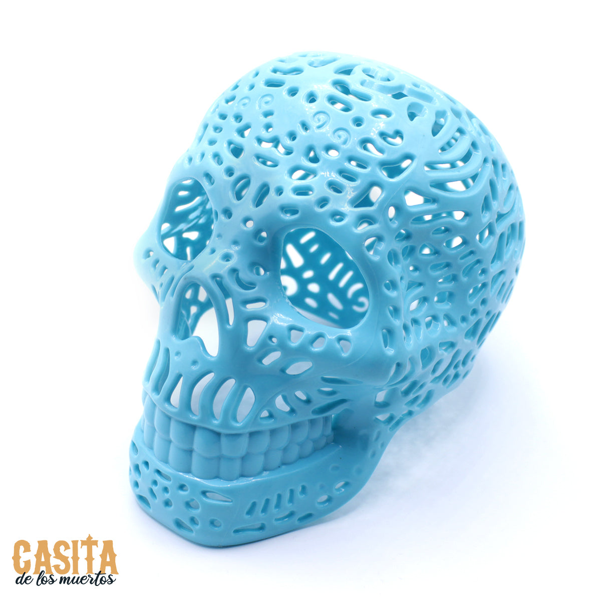 Sugar Skull, Transparent Calavera Skeleton Turquoise by Casita De Los Muertos