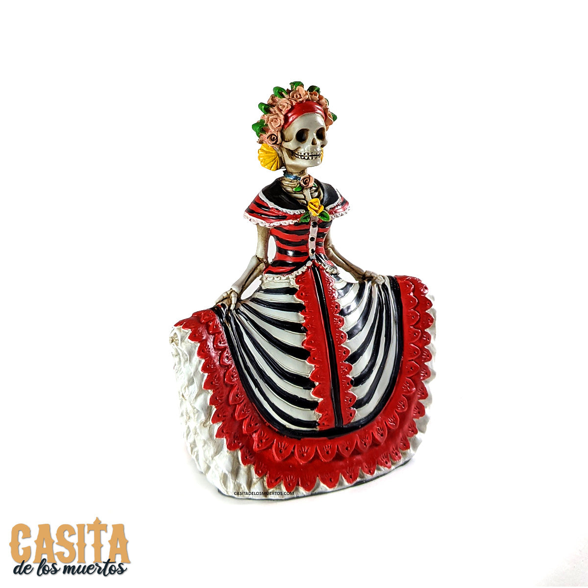 Dia De Los Muertos Figurine, Dancer Skeleton Lady Calavera Inspired Statue by Casita De Los Muertos