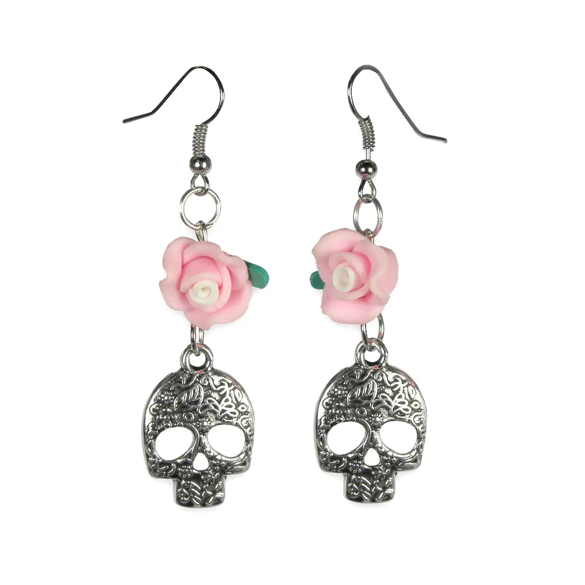 Alternative Fashion, Skull Earrings with Crosses, Classic Earrings by Casita De Los Muertos