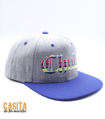 Chula Hat, Beauty Slogan Snapback Blue and Grey, One Size Fits All by Casita De Los Muertos