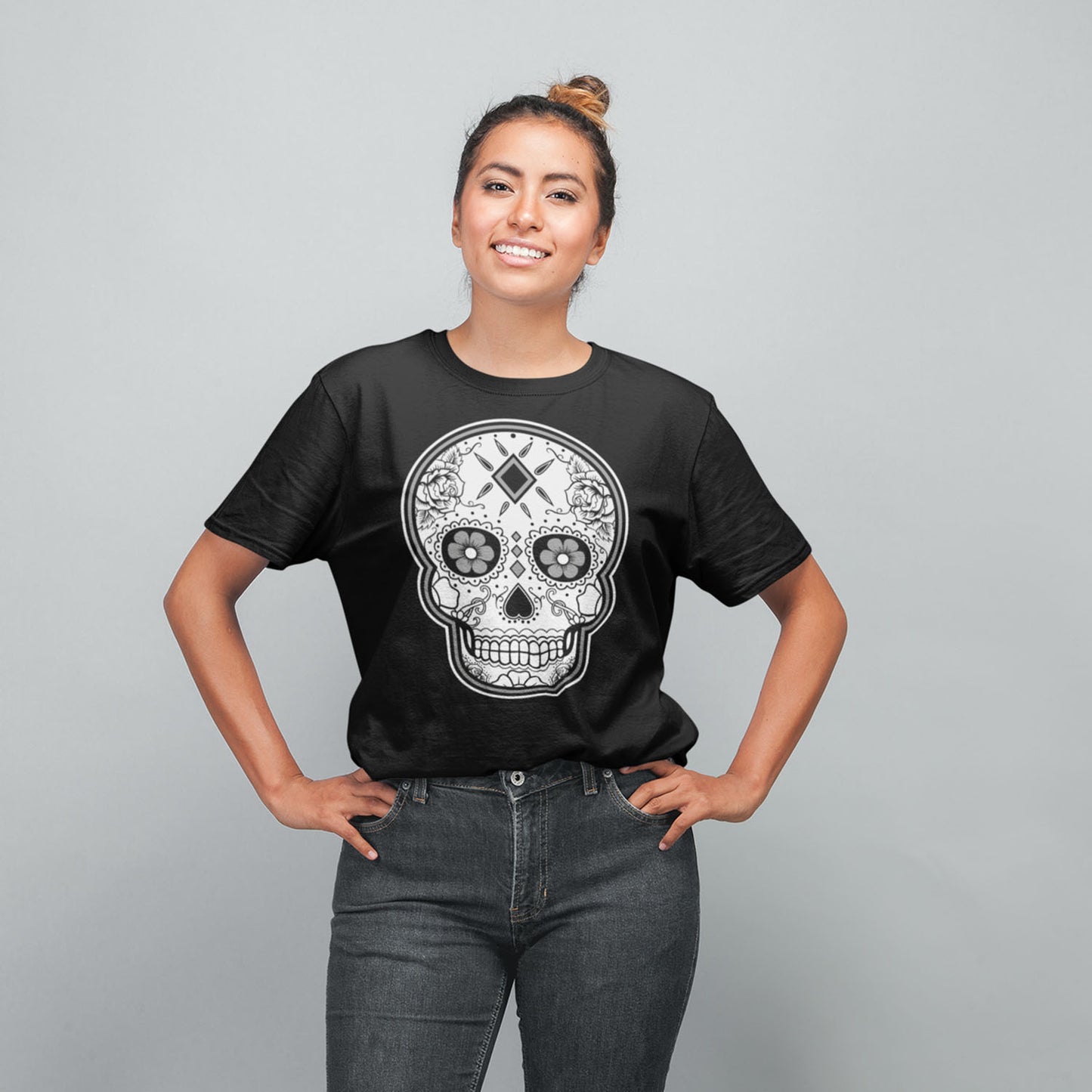 Classic Sugar Skull T Shirt Official Dia De Los Muertos Tee