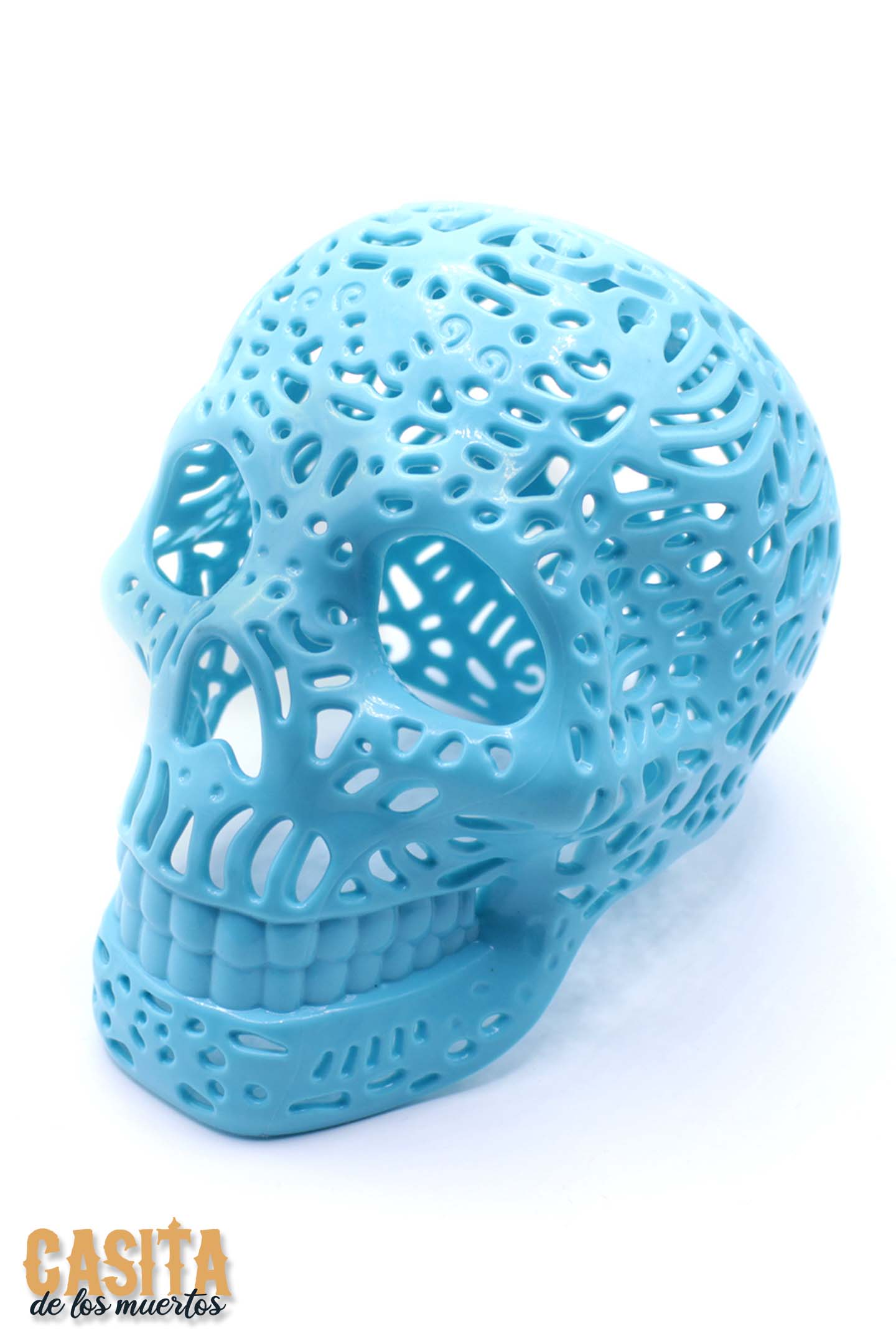 Sugar Skull, Transparent Calavera Skeleton Turquoise by Casita De Los Muertos