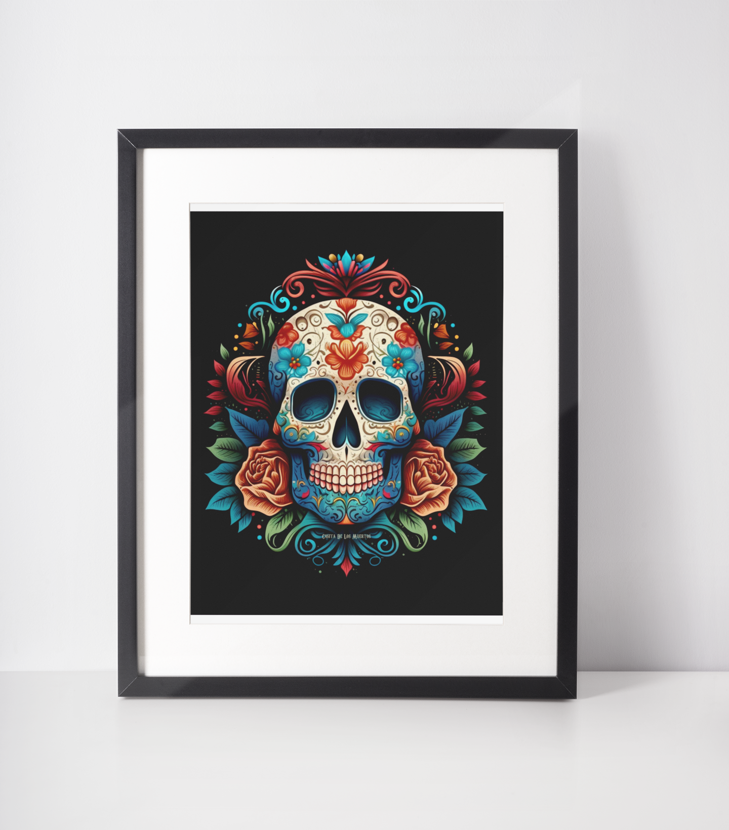 Calavera Wall Art, Sugar Skulls Art Digital Print Mexican Decor, Dia De Los Muertos Art Inspired Print, Wall Decor