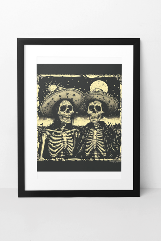 Skeleton Couple Print Painting, Mexican Wall Art Calavera Love Print Decor, Muertos Inspired Print, Wall Decor