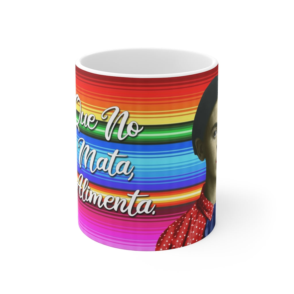 Frida Colorful Dia De Los Muertos Inspired Kahlo Words 11 oz White Frida Coffee Mug