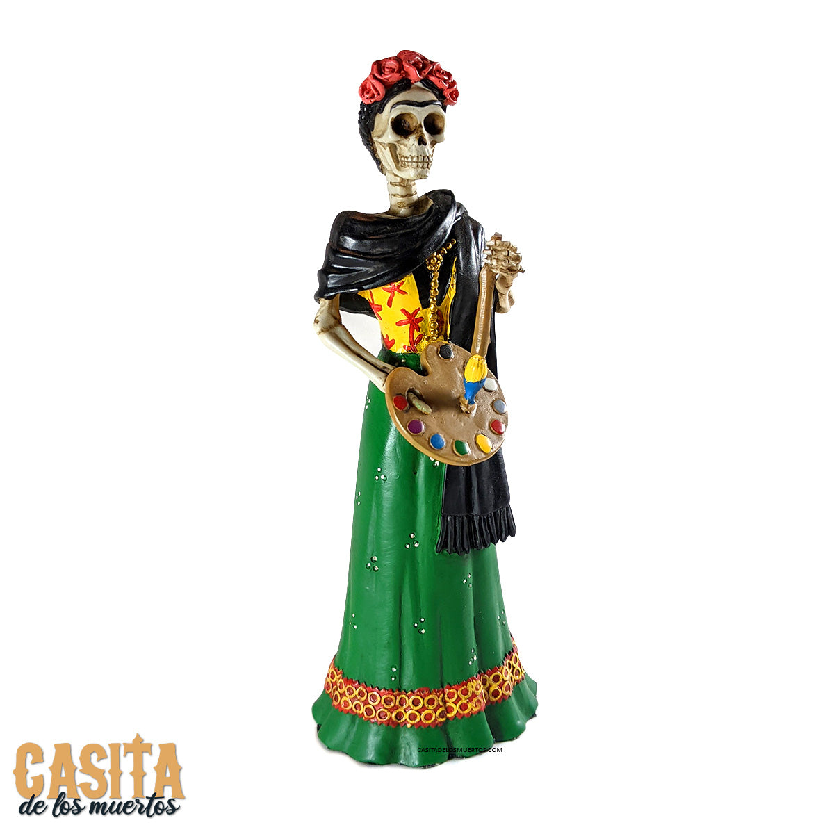 Artist Lady, Dia De Los Muertos Figurine, Artista Skeleton Lady Calavera Inspired Statue by Casita De Los Muertos