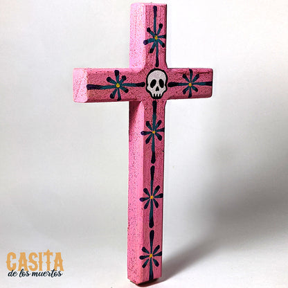 Dia De Los Muertos Wooden Cross, Day of the Dead Hand Painted Sugar Skull Cross by Casita De Los Muertos