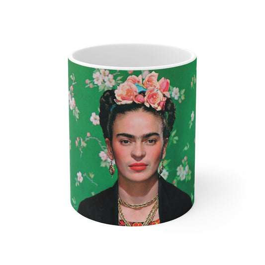 Frida Model Vogue Dia De Los Muertos Inspired Kahlo 11 oz White Frida Coffee Mug