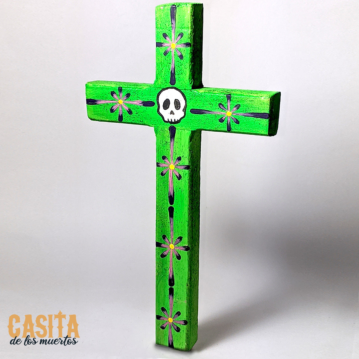 Dia De Los Muertos Cross, Hand Crafted Wooden Cross, Day of the Dead Hand Painted Sugar Skull Cross by Casita De Los Muertos