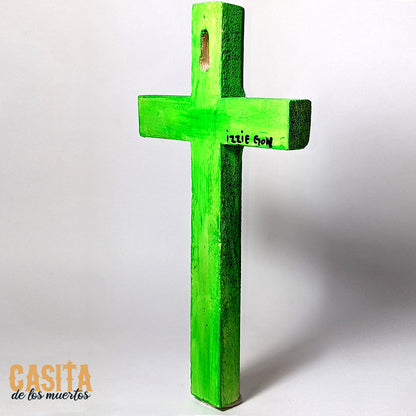 Dia De Los Muertos Cross, Hand Crafted Wooden Cross, Day of the Dead Hand Painted Sugar Skull Cross by Casita De Los Muertos