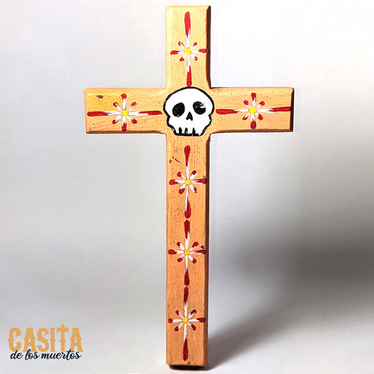 Dia De Los Muertos Wooden Cross, Day of the Dead Hand Painted Skull Cross by Casita De Los Muertos