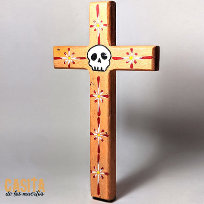 Dia De Los Muertos Wooden Cross, Day of the Dead Hand Painted Skull Cross by Casita De Los Muertos