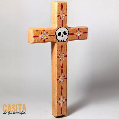 Dia De Los Muertos Wooden Cross, Day of the Dead Hand Painted Skull Cross by Casita De Los Muertos