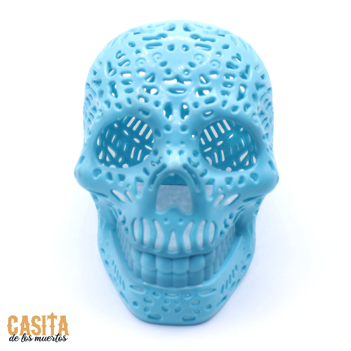 Sugar Skull, Transparent Calavera Skeleton Turquoise by Casita De Los Muertos