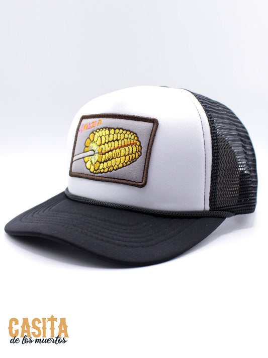 El Corn Trucker Hat, Maíz Inspired Hat, Black and White, One Size Fits All by Casita De Los Muertos