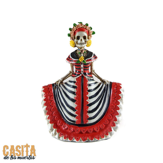 Dia De Los Muertos Figurine, Dancer Skeleton Lady Calavera Inspired Statue by Casita De Los Muertos
